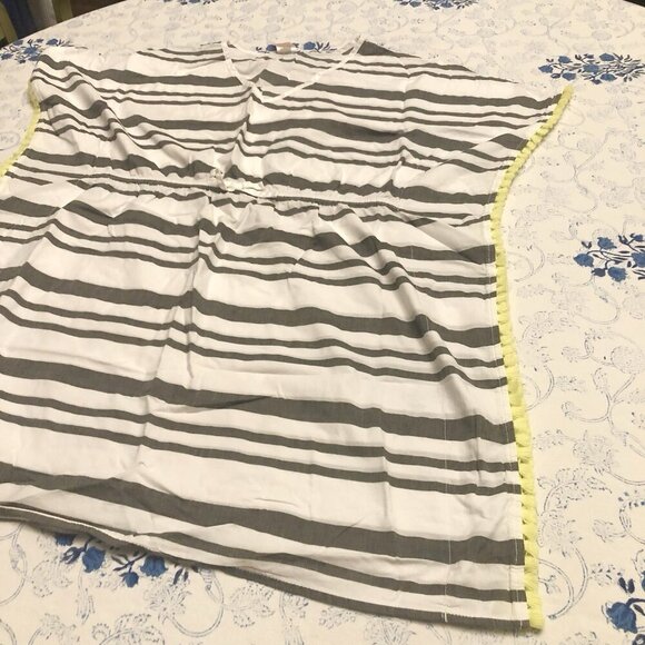 Cat & Jack Size L 10/12 Cotton Swimsuit Coverup Striped Fringe Pullover - Picture 4 of 14